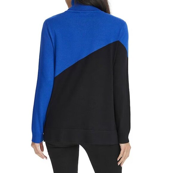 Calvin Klein Asymmetrical Color Block Turtleneck Long Sleeve Sweater - Picture 2 of 3